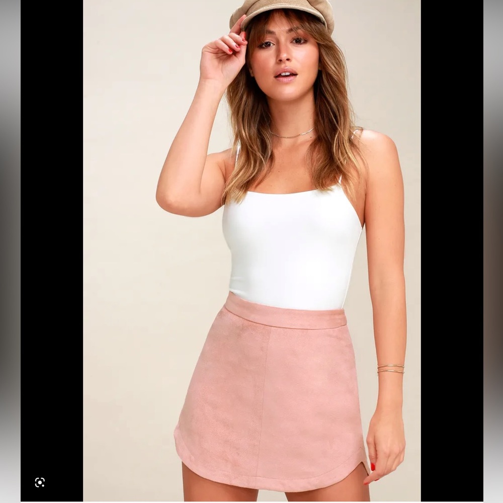 BB Dakota Annette Blush Pink Suede Skirt